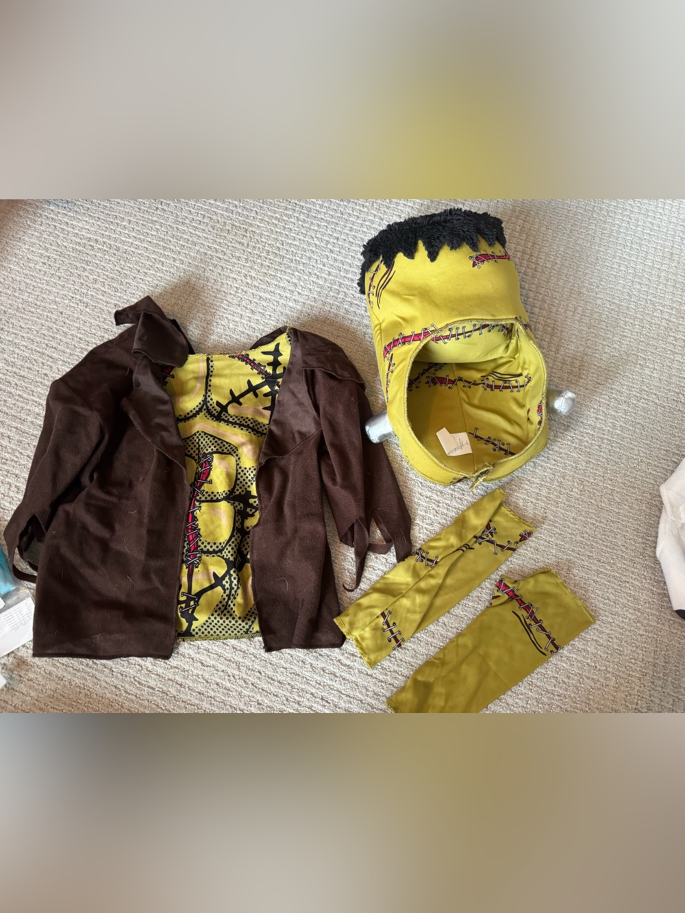 Kids medium Green Monster Costume with Brown Jacket